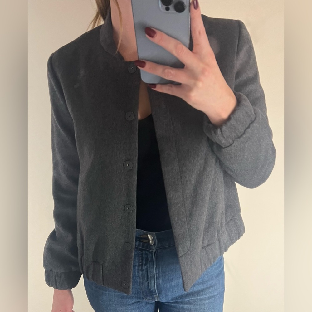 Cuyana wool bomber jacket grey